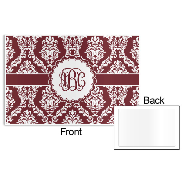Maroon & White Disposable Paper Placemat - Front & Back