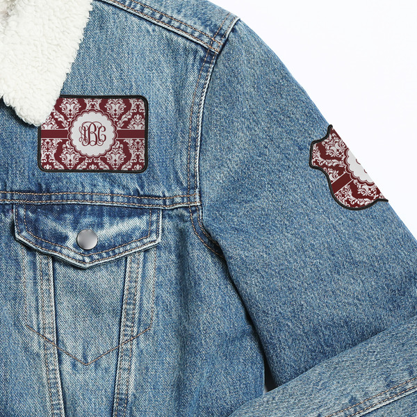 Maroon & White Patches Lifestyle Jean Jacket Detail