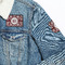Maroon & White Patches Lifestyle Jean Jacket Detail
