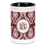 Maroon & White Ceramic Pencil Holders - Black