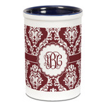 Maroon & White Ceramic Pencil Holders - Blue