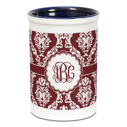Maroon & White Ceramic Pencil Holders - Blue