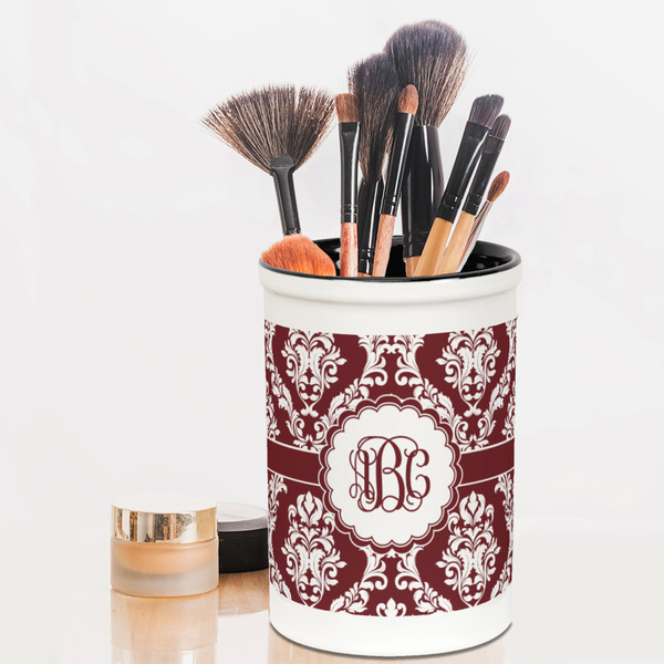 Maroon & White Pencil Holder - LIFESTYLE makeup