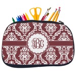Maroon & White Neoprene Pencil Case - Medium w/ Monogram