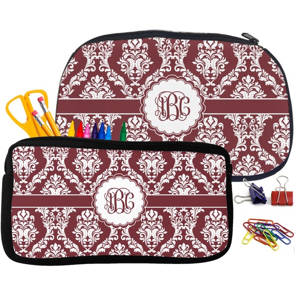 Maroon & White Pencil / School Supplies Bags Small and Medium