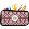 Maroon & White Neoprene Pencil Case - Small w/ Monogram