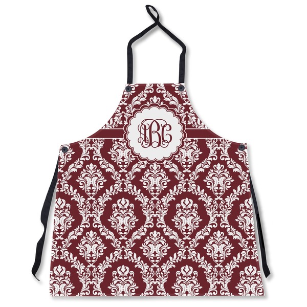 Custom Maroon & White Apron Without Pockets w/ Monogram