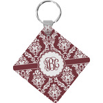Maroon & White Diamond Plastic Keychain w/ Monogram