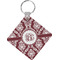 Maroon & White Diamond Plastic Keychain w/ Monogram