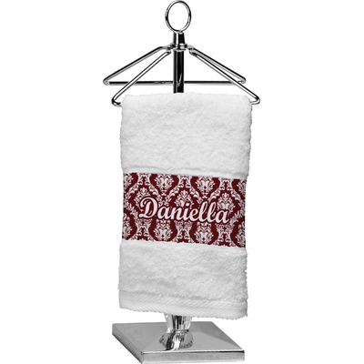 Maroon & White Cotton Finger Tip Towel (Personalized)