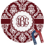 Maroon & White Round Fridge Magnet (Personalized)