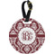 Maroon & White Personalized Round Luggage Tag