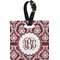 Maroon & White Personalized Square Luggage Tag