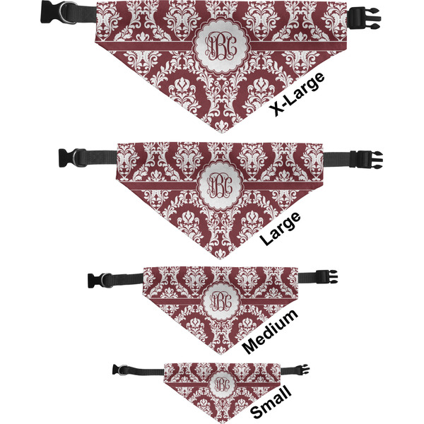 Maroon & White Pet Bandana Sizes