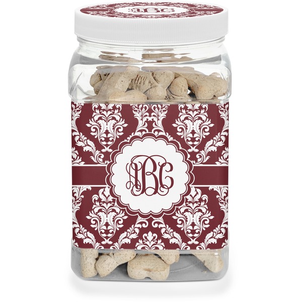 Custom Maroon & White Dog Treat Jar (Personalized)