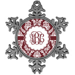 Maroon & White Vintage Snowflake Ornament (Personalized)