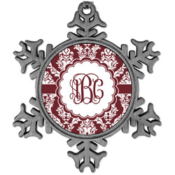 Maroon & White Vintage Snowflake Ornament (Personalized)