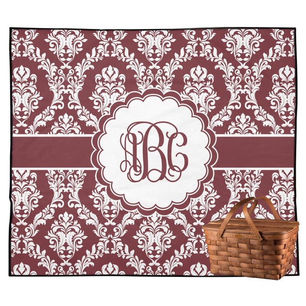 Custom Maroon & White Outdoor Picnic Blanket (Personalized)