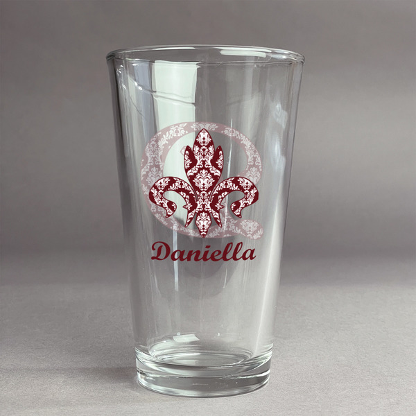 Custom Maroon & White Pint Glass - Full Color Logo (Personalized)
