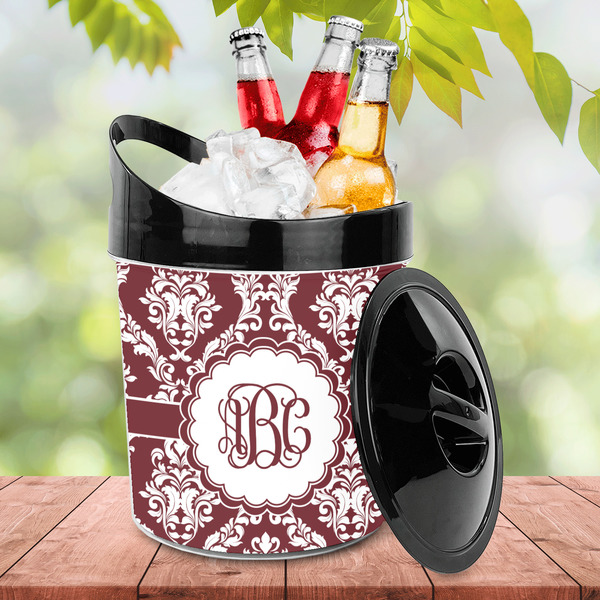 Maroon & White Plastic Ice Bucket - LIFESTYLE