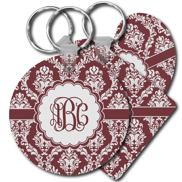 Custom Maroon & White Plastic Keychain (Personalized)
