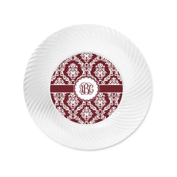 Maroon & White Plastic Party Appetizer & Dessert Plates - Approval