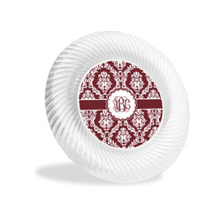 Maroon & White Plastic Party Appetizer & Dessert Plates - 6" (Personalized)