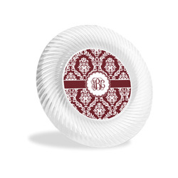 Maroon & White Plastic Party Appetizer & Dessert Plates - 6" (Personalized)