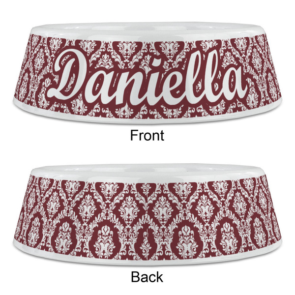 Maroon & White Plastic Pet Bowls - Large - APPROVAL