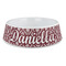 Maroon & White Plastic Dog Bowl - Large (Personalized)