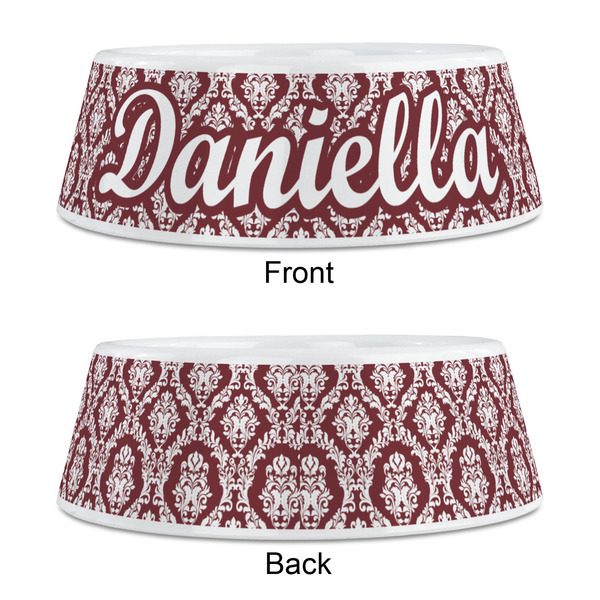 Maroon & White Plastic Pet Bowls - Medium - APPROVAL