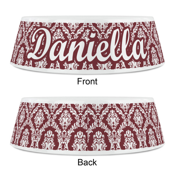 Maroon & White Plastic Pet Bowls - Small - APPROVAL