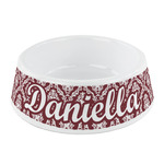 Maroon & White Plastic Dog Bowl - Small (Personalized)