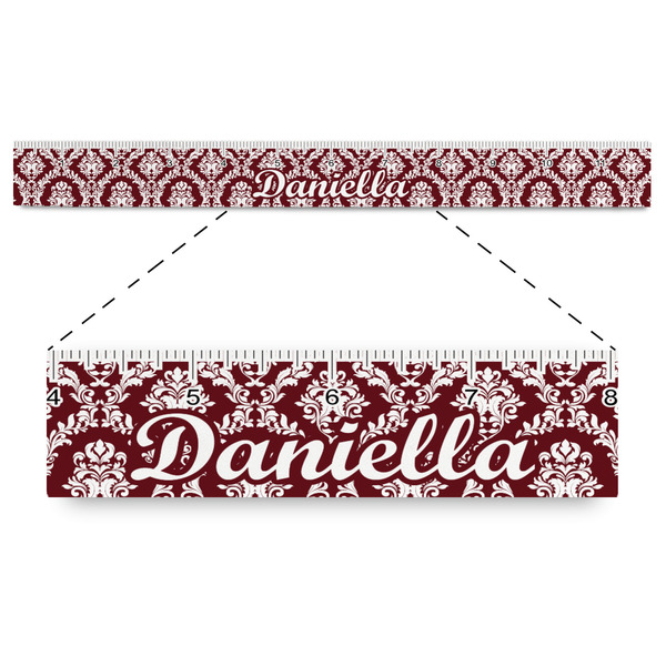 Custom Maroon & White Plastic Ruler - 12" (Personalized)