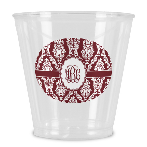 Custom Maroon & White Plastic Shot Glass (Personalized)