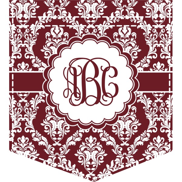 Custom Maroon & White Iron On Faux Pocket (Personalized)