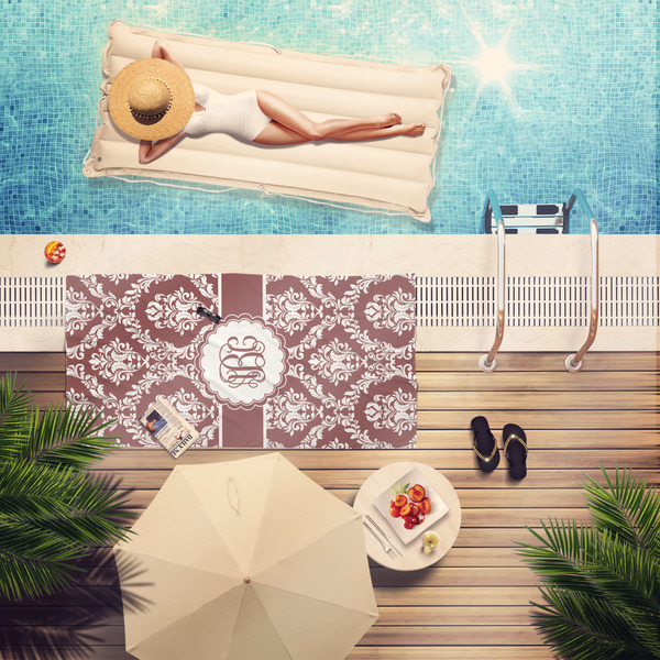Maroon & White Pool Towel Lifestyle