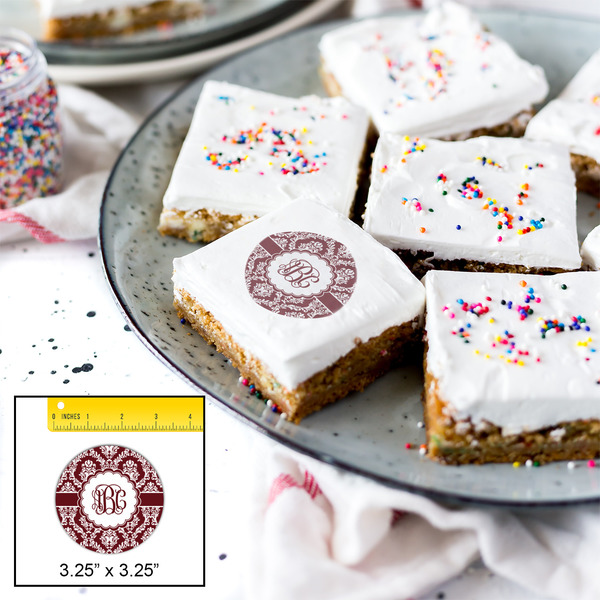 Maroon & White Printed Icing Circle - Large - In Context