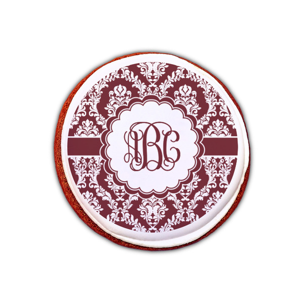 Maroon & White Printed Icing Circle - XSmall - On Cookie