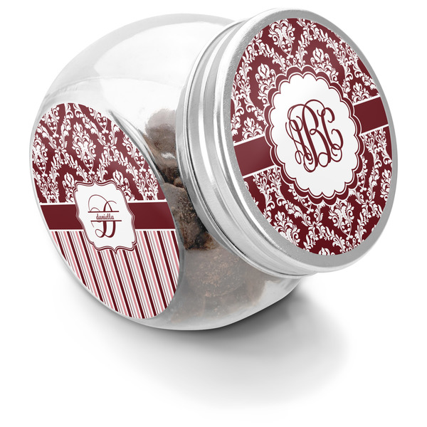 Custom Maroon & White Puppy Treat Jar (Personalized)