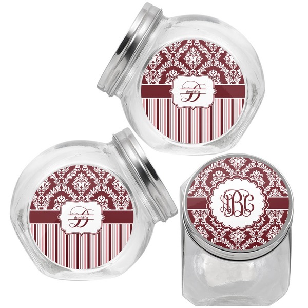 Maroon & White Puppy Treat Jar - Top Left Right