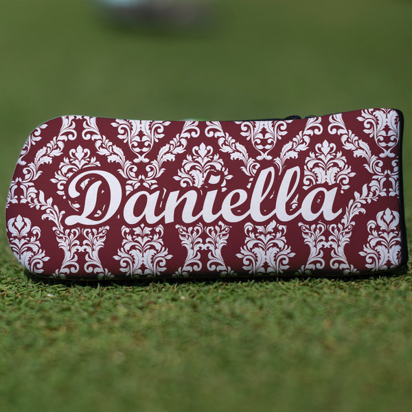 Custom Maroon & White Blade Putter Cover (Personalized)