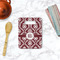 Maroon & White Rectangle Trivet with Handle - LIFESTYLE