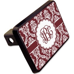Maroon & White Rectangular Trailer Hitch Cover - 2" (Personalized)