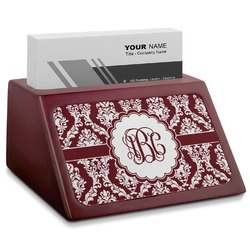 Maroon & White Red Mahogany Business Card Holder (Personalized)