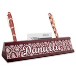 Maroon & White Red Mahogany Nameplate with Business Card Holder (Personalized)