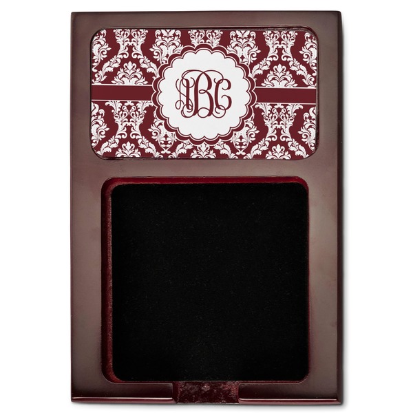 Maroon & White Red Mahogany Sticky Note Holder - Flat