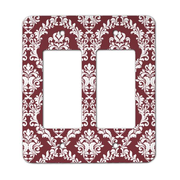 Custom Maroon & White Rocker Style Light Switch Cover - Two Switch