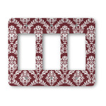Maroon & White Rocker Style Light Switch Cover - Three Switch