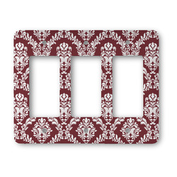 Maroon & White Rocker Style Light Switch Cover - Three Switch